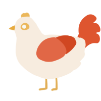 A cream and vermilion chicken