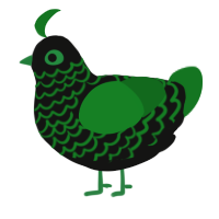 A black and leaf chicken with a lace pattern