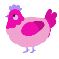 A pink and fuchsia chicken with a head pattern