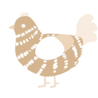 A beige and cream chicken with a bar pattern