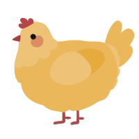 A honey chicken with a head pattern
