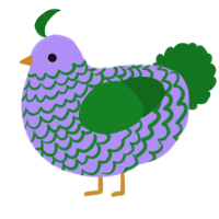 A lilac and leaf chicken with a lace pattern