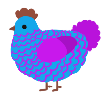 A sky and amethyst chicken with a lace pattern