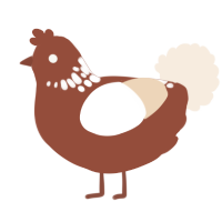 A russet and cream chicken with a neck-speckle pattern