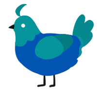 A ultramarine and teal chicken with a head pattern