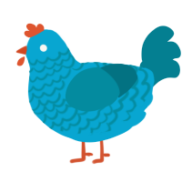 A cerulean and sea chicken with a lace pattern