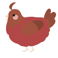 A red and russet chicken with a head pattern