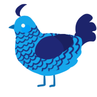 A sky and navy chicken with a lace pattern