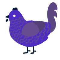 A indigo and overcast chicken with a lace pattern