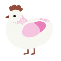 A white and pink chicken with a neck-speckle pattern