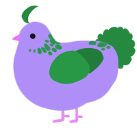A lilac and viridian chicken with a neck-speckle pattern