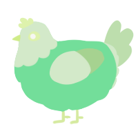 A spring and gluppy chicken with a head pattern
