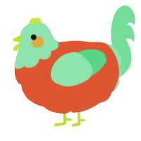 A vermilion and spring chicken with a head pattern