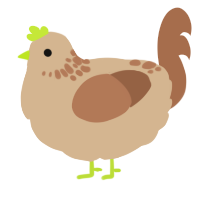 A beige and brown chicken with a neck-speckle pattern