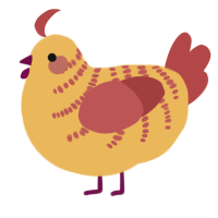A honey and red chicken with a half-bar pattern