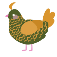 A olive and orange chicken with a lace pattern