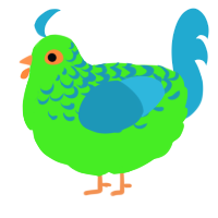 A amethyst and vermilion chicken with a half-lace pattern