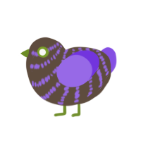 Blackberry, a bark and blurple chicken with a bar pattern