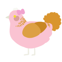 A rose and orange chicken with a neck-band pattern