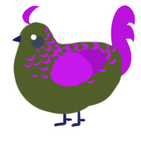 A olive and amethyst chicken with a half-lace pattern