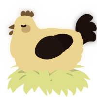 A beige and black chicken