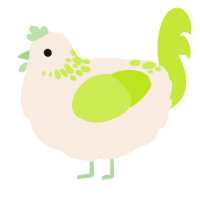 A cream and lime chicken with a neck-speckle pattern