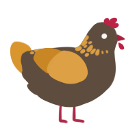 A bark and orange chicken with a neck-speckle pattern