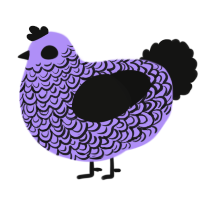 A lilac and black chicken with a double-lace pattern