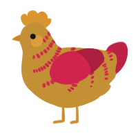 A gold and crimson chicken with a half-bar pattern