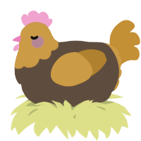 A bark and gold chicken with a head pattern