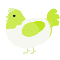 A white and lime chicken with a head pattern