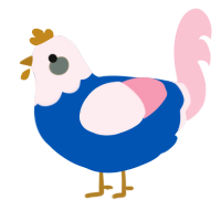 A ultramarine and rose chicken with a head pattern