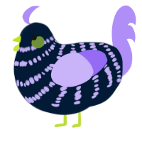 A tumblr and lilac chicken with a bar pattern