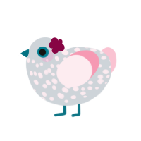 A mist and rose chicken with a speckle pattern