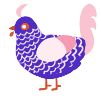 A indigo and rose chicken with a lace pattern