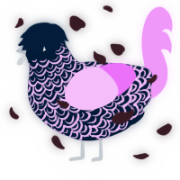 A tumblr and lavender chicken with a double-lace pattern