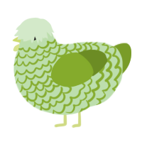 A gluppy and chartreuse chicken with a lace pattern
