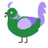 (unnamed), a viridian and lilac chicken with a neck-speckle pattern