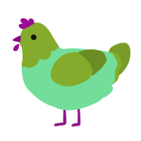 A spring and chartreuse chicken with a head pattern