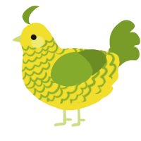 A yellow and chartreuse chicken with a lace pattern