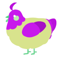 A lemon and amethyst chicken with a head pattern