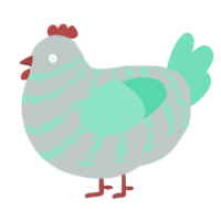 A silver and mint chicken with a bar pattern