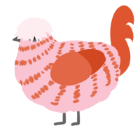 A rose and vermilion chicken with a bar pattern