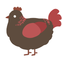 A bark and red chicken with a neck-band pattern