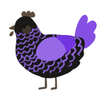 A sable and blurple chicken with a lace pattern