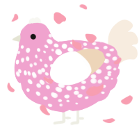 A pink and cream chicken with a speckle pattern