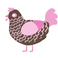 A bark and pink chicken with a lace pattern