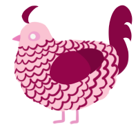 A rose and maroon chicken with a lace pattern