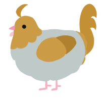A silver and gold chicken with a head pattern