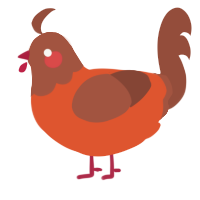 A vermilion and russet chicken with a head pattern